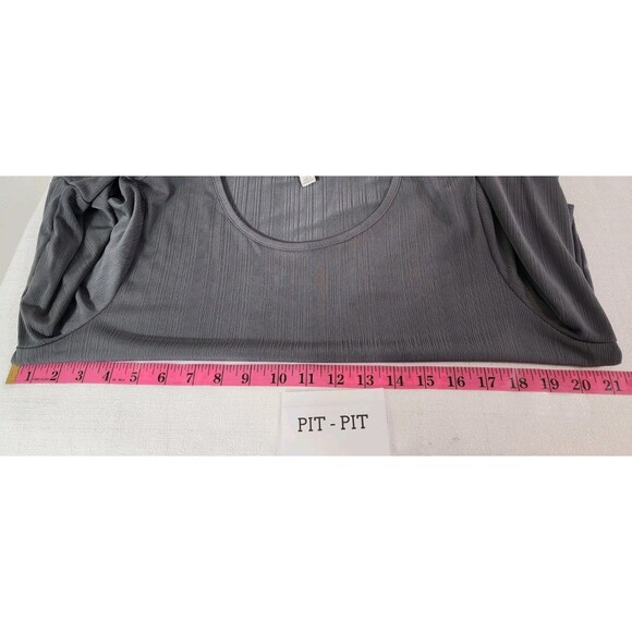 C EST. 1946 WOMENS LARGE GRAY BELL SLEEVE BLOUSE GAUZE FLOWY BOXY WORK OFFICE - Picture 11 of 12